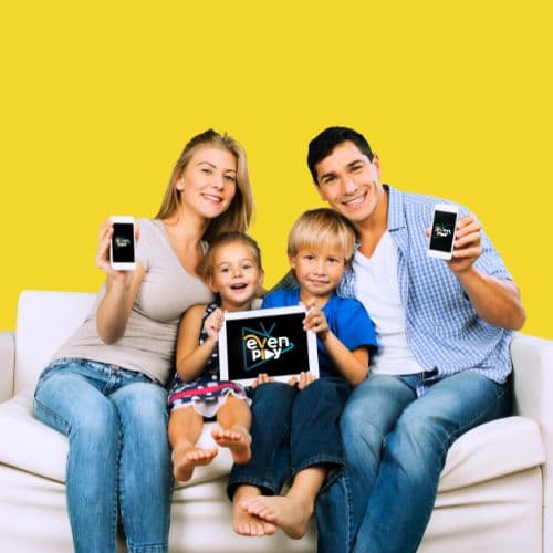 Tela com EVEN play, grade de canais e apps